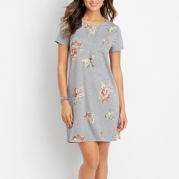 Maurices Floral Gray Dress - Picture 1 of 3